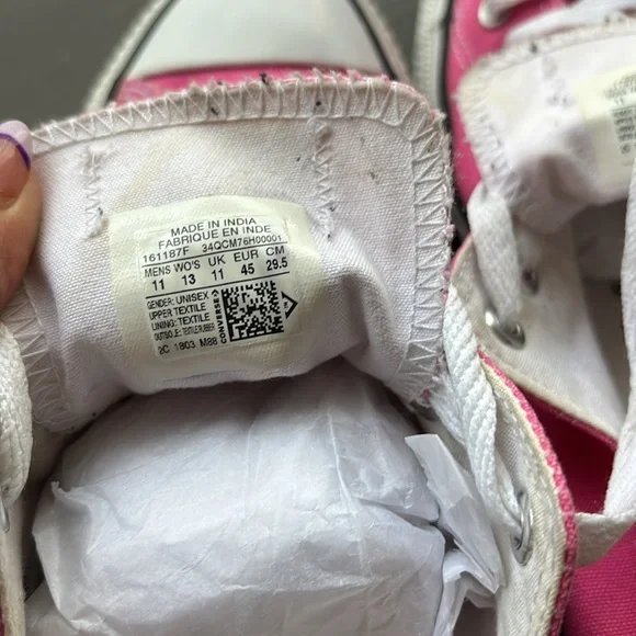 Converse Pink Canvas Sneakers with White Accents - Picture 13 of 16